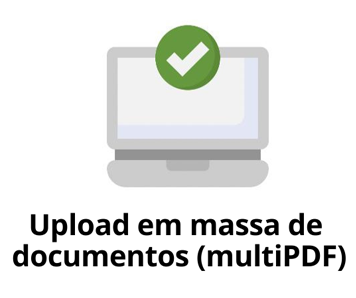 ícone ilustrado de computador com texto "upload em massa de documentos (multi PDF).